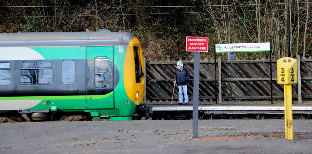 Platform 46 and three quarters, King's Norton
Northbound London Midland 323 about to whisk up a Dumbledore-like passenger
